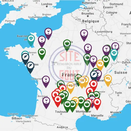 Carte des Sites Remarquables du Gout en France